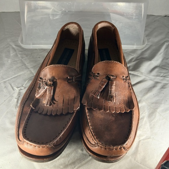 Giorgio Brutini Mens Celebrity Tassel Loafer Shoes Brown Leather Slip On Size 9M - Picture 3 of 8